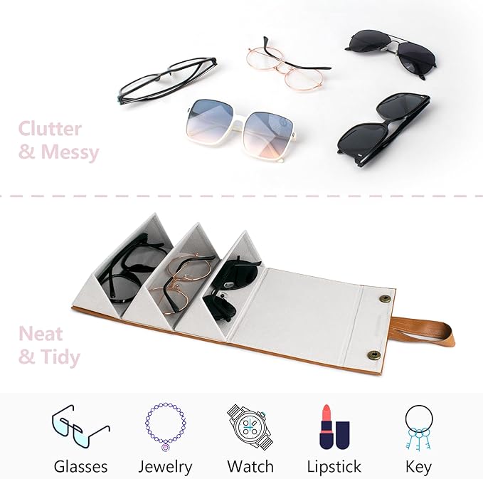 Sunglasses Travel Case,Foldable Eyeglasses Case, Portable Multiple Glasses Case for Women Men Girls