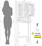 Spirich Over The Toilet Storage Cabinet with Muro Glass Doors, Over Toilet Bathroom Organizer with Tilt-Out Cube and Adjustable Shelf, White