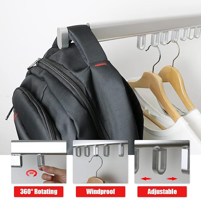 BESTHLS Wall Mounted Clothes Drying Rack for Space Saver Hangers Design for Balcony, Mudroom, Bedroom Foldable Laundry Rack(3-Pole Silver)