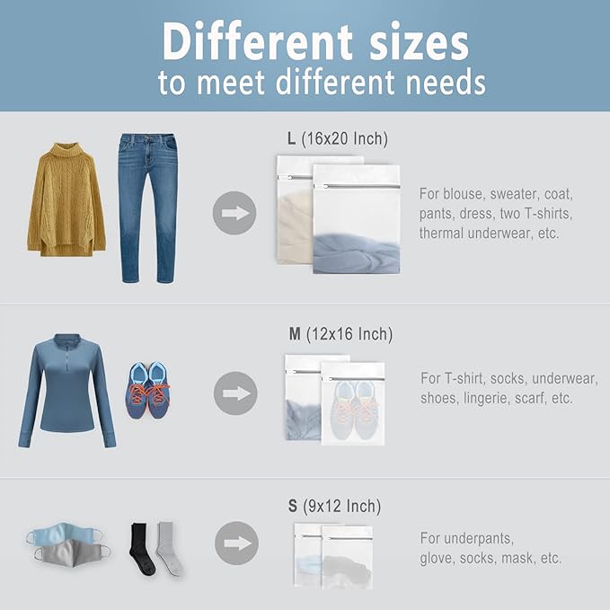 Muchfun 3Pcs Durable Diamond Mesh Laundry Bags for Delicates 1 Large 16 x 20 Inches, 1 Medium 12 x 16 Inches, 1 Small 9 x 12 Inches (Diamond Mesh)