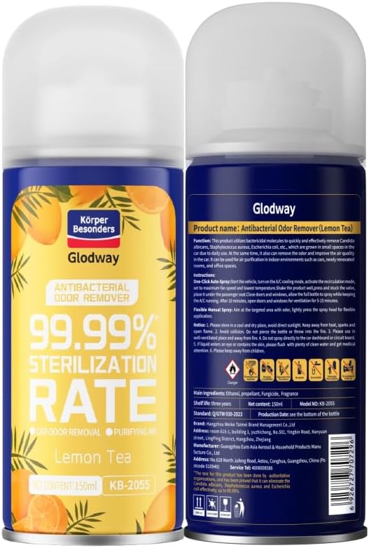 Glodway Air Refresher,Odor Eliminator Remover Spray,Odor Remover,Lemon Long-Lasting Scent For Home,Couch,Mattress,Furniture, bathroom,Fabrics & Trash,6 Ounce,2 pack