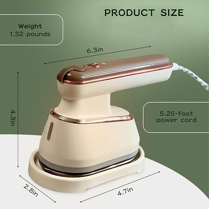 Portable Clothing Steamer, 800W 2-In-1 Iron & Clothes Steamer,A 30S Fast Preheating High-Power Clothing Wrinkle Remover That Is Not Picky About Fabrics and Suitable for Both Home & Travel (Beige)