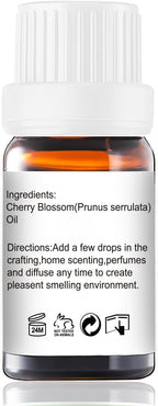 Cherry Blossom Essential Oil - Pure Natural Fragrance for Aromatherapy, Perfume Making, Candles, Soap, Room Spray, Diffuser Blends - Organic, 10mL Undiluted - Pack of 2