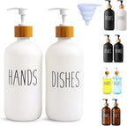 2 Pack White Glass Soap Dispenser Set for Kitchen Sink, Hand and Dish Soap, Matte White Finish, Rustic Decor