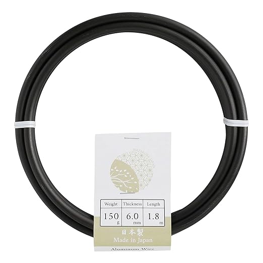 Wazakura 150 gr Black Anodized Aluminum Bonsai Training Wire Made in Japan (6 mm, Black)