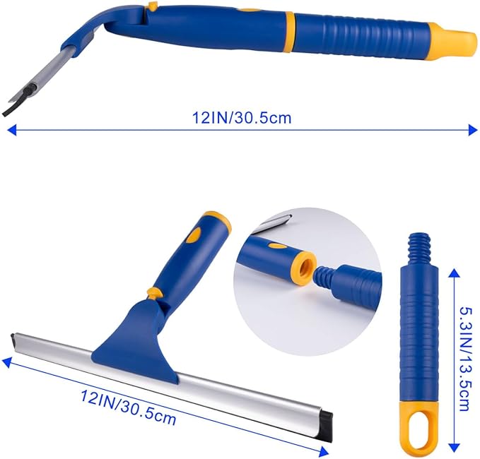 ITTAHO Shower Squeegee for Glass Doors, All-Purpose Anti-Slip Window Squeegee with 2 Blades, Window Cleaner Tool for Shower Doors, Windows, Bathroom and Car Windshields