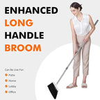 Heavy Duty Broom, 55 Inch Long Handle Outdoor Large Angle Brooms, Commercial Broom for Sweeping Indoor, for Home Garage Kitchen Office Courtyard Lobby Patio Lawn Concrete(Grey&White)
