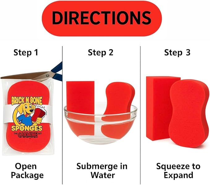 Multi-Purpose Sponges for Cleaning - Red 10 Pack, Large Sponges for Car Washing, Tile & Grout, Bulk Pack Sponge