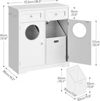 HOOBRO Double Laundry Hamper Cabinet, Hidden Laundry Cabinet with 2 Drawers & 2 Baskets, 20 Gallon Farmhouse Bathroom Laundry Hamper with 2 Clothes-Toss Holes, White WT36XY01