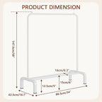 JIUYOTREE Standard Clothes Clothing Garment Rack with Storage Shelves Clothes Organizer for Hanging Clothes Coat Jacket Shirt Sweater Jeans White