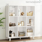 IOTXY Open Cube Low Bookcase - 3-Tier Freestanding Storage Display Cabinet Organizer with Legs for Home Office, 9-Cubes Open Shelf Short Bookshelf, White