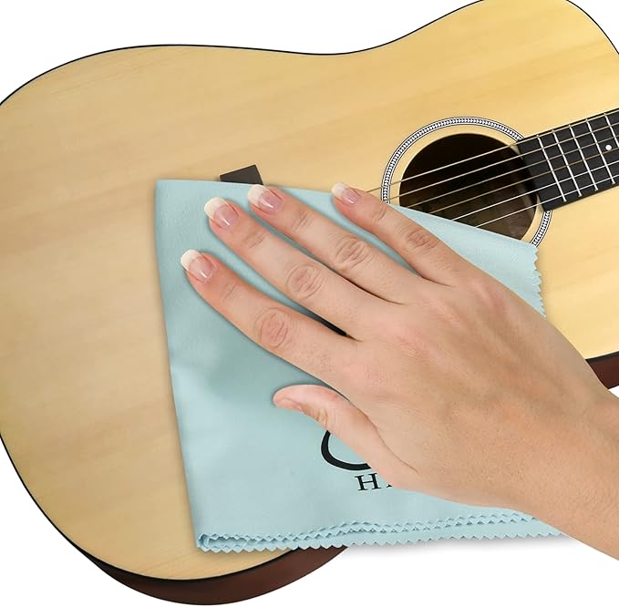 Hricane 4-Pack 12"x12" Guitar Cloths Ultrafine fiber suede Plush Polishing Cloths for Musical Instruments Premium Polishing & Cleaning Cloths for Guitar Violin Piano Clarinet Trumpet Sax Universal
