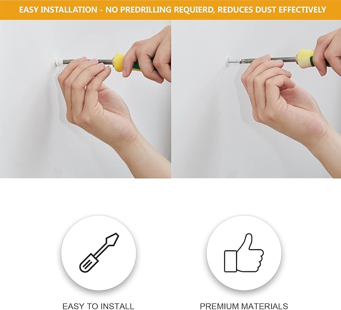 KURUI Wall Hanging Kit for Wall Art Decor Frame Curtain Rods, 140Pcs Heavy Duty Drywall Anchors Substitute Picture Hanging Nails, 70 Dry Wall Anchor and 70 8 x 1-1/4'' Screws, 75Lb Picture Hangers