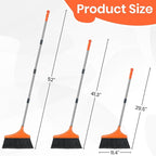 Heavy-Duty Angle Broom for Floor Cleaning with 52" Long Handle Stiff Bristle Angle Commercial and Industrial Broom, Indoor Outdoor Broom for Garage Kitchen Office Lobby Patio