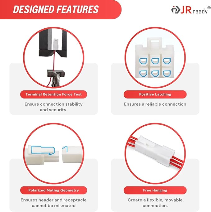 JRready ST6546 Mini-Fit Jr. 2 4 6 Pin Molex Connector Kit Crimping Tool 4.2mm Pitch Power Wire Connectors Receptacle Plug Housing 18-24AWG Terminals with Crimper Pin Extractor Tool