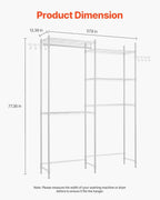 VEVOR Over The Washer and Dryer Storage Shelf, 5 Tier Laundry Room Drying Rack with Hanger Rod and Hooks, Adjustable Over Washer and Dryer Shelves, Laundry Room Shelf Storage Space Saver, White