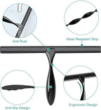 Shower Squeegee for Glass Doors,14-Inch Shower Glass Squeegee, Matte Black Shower Squeegee for Shower Doors,Mirror,Windows, with Shower Door Hook and Adhesive Hook