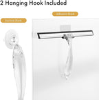 AmazerBath Shower Squeegee for Glass Doors, All-Purpose Squeegee with Suction Hook & Adhesive Hook, Clear Squeegee for Shower Glass, Windows, Mirrors, Tiles and Car Windows - 12 Inches, Clear