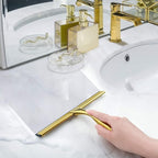 HIWARE All-Purpose Shower Squeegee for Shower Doors, Bathroom, Window and Car Glass - Brass, Stainless Steel, 12 Inches