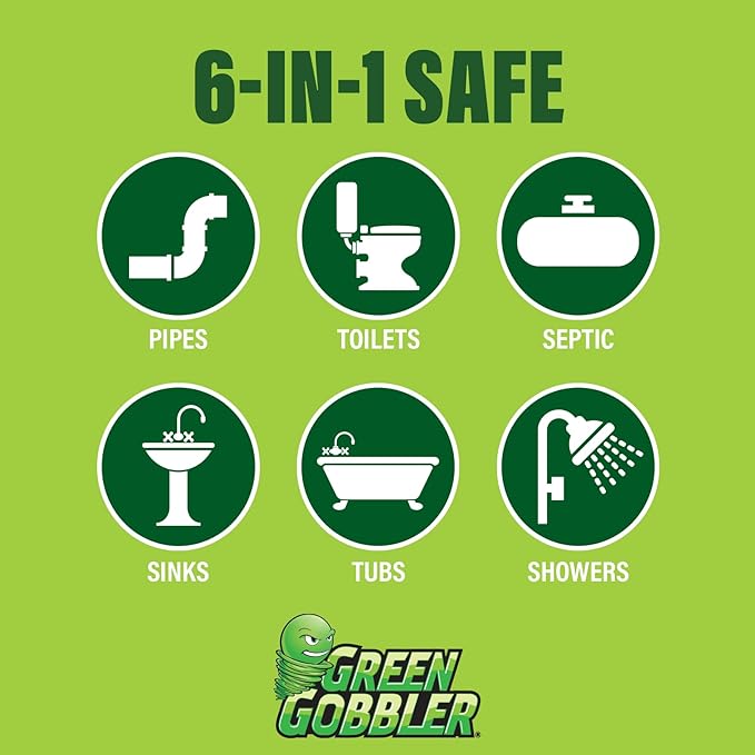 Green Gobbler Drain Clog Remover & Drain Cleaner Powder (5 Pacs & 5 Tools)