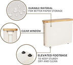 StorageWorks Toilet Paper Storage with Bamboo Lid, Toilet Paper Holder Basket for Up to 9 Mega or 12 Regular Size Rolls, Medium Paper Storage Baskets for Bathroom, Beige, 1 Pack
