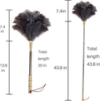 Aldwin Ostrich Feather Duster with Extension Pole Up to 43 inch, Genuine Fluffy Natural Reusable Handheld Feather Dusters for Cleaning Supplies, Washable, Car, Office, Desk, Blinds