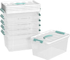 Xyskin 6 Pack 14 Quart Stackable Plastic Storage Bins with Lids and Latching Buckles, Storage Latch Box/Bins, Clear
