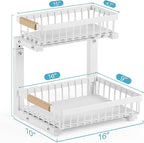 1 Packs Under Sink Organizer,Small Shelf for narrow spaces,2 Tiers Pull Out Under Cabinet Organizer,Adjustable Height,Slide Out Thickened Metal Under White