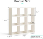LINSY HOME Cube Storage Shelf, 3 Shelf Display Bookshelf with Storage, Open Freestanding 9 Cube Bookcase Small, White Wooden Bookshelf for Home Office, Bedroom, White Oak