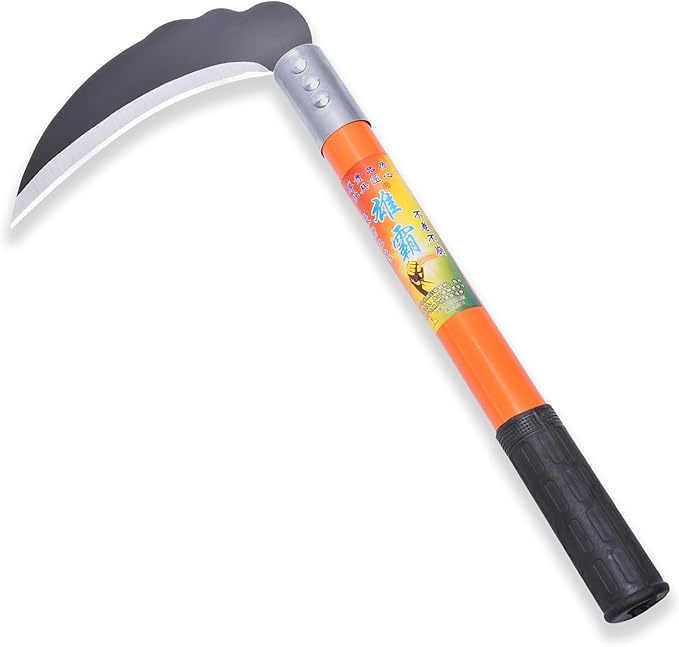 1pce 380mm/14.96in Carbon Steel Billhook Brush Clearing Sickle for Grass,Weeding Tools for Garden,Curved Sawtooth Sickle,Machete Axe for Cutting Trees,Steel Blade Knife in Hand