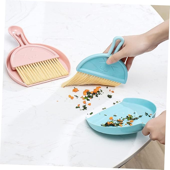 4 Sets Mini Dust Brush and Dustpan Multi Function Handheld Cleaning Accessory for Quick Cleanup Desks Countertops and Pet Areas Compact Broom and Dustpan