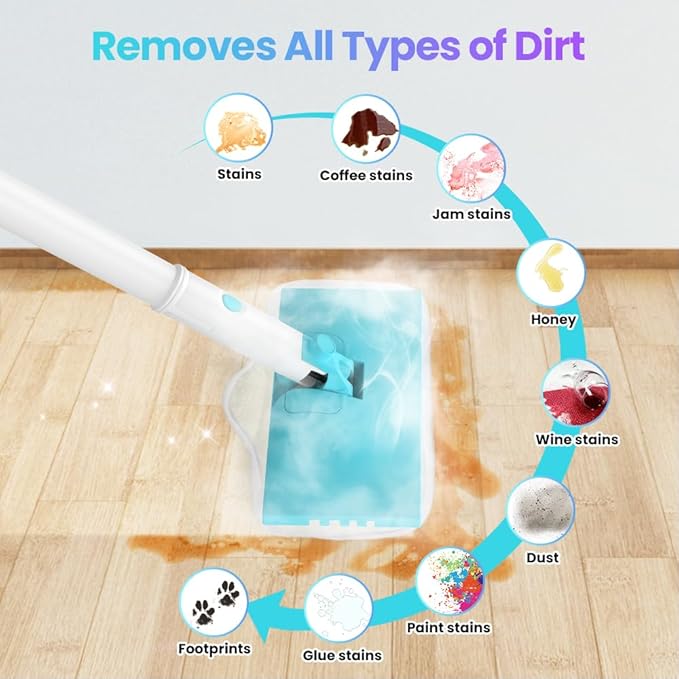 Steam Mop, All-in-One Powerful Handheld Steam Cleaner with 2 Levels Steam Mode, 350ML Tank, 23FT Cord, Quick-Heating Steam Mop Cleaner for Home and Floor Carpet Kitchen Bath Cleaning