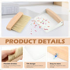 Mini Dustpan and Brush Set,Small Beechwood Dust Pan and Brush Set,Portable Cleaning Broom with Dustpan Combo Set with Natural Sisal