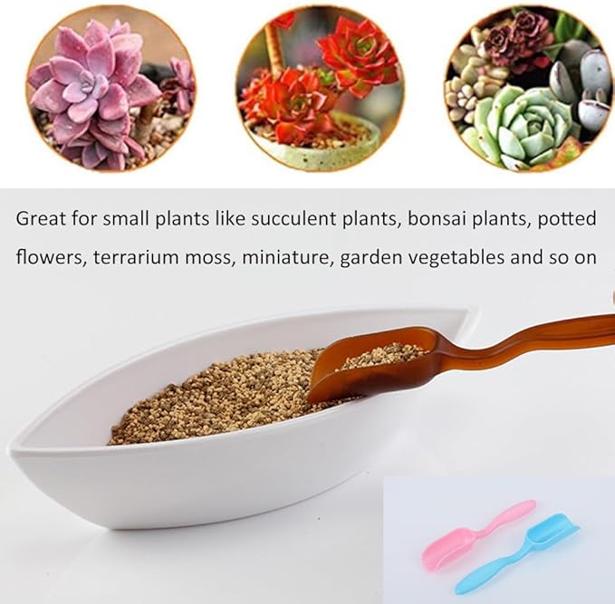 10Pcs Colorful Plastic Mini Gardening Shovel Spoons Soil Scoops, Succulent Sand Scoops/Cultivation Digging Transplanting Tools for Succulents Potted Flowers (Pink + Blue)