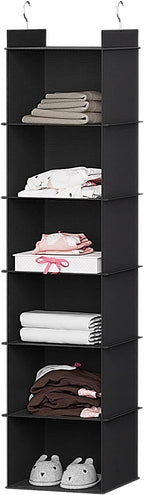 YOUDENOVA Hanging Closet Organizer, 6-Shelf Closet Hanging Storage Shelves, Black