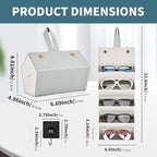 5 Slots Sunglasses Organizer With Hook, Sunglasses Travel Case, Eyeglasses Holder, Multiple Glasses Case for Women Men(COLOR:Grey)