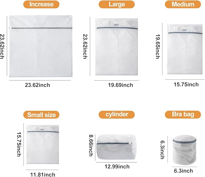 6 Pcs Mesh Laundry Bag Set - Breathable And Sturdy Zipper - Ideal For Underwear, Clothing, Shoes, Socks, And Travel