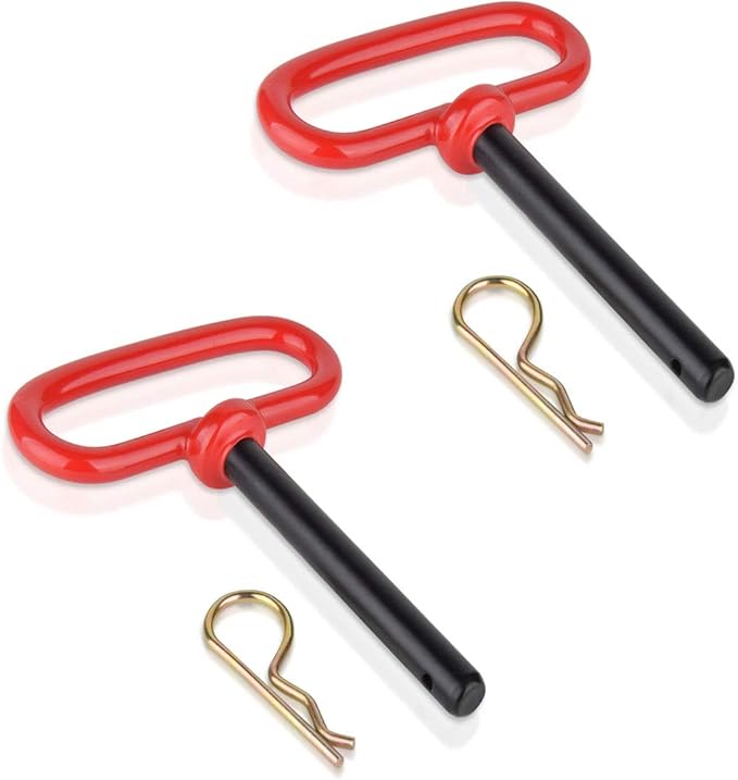 Comonc1/2 Inch Trailer Hitch Pins and Clip Rubber-Coated Handle Red Handle Accessories Tow Hitch for Tractors,Clevis pin,2PCS (1/2 x 3-5/8)