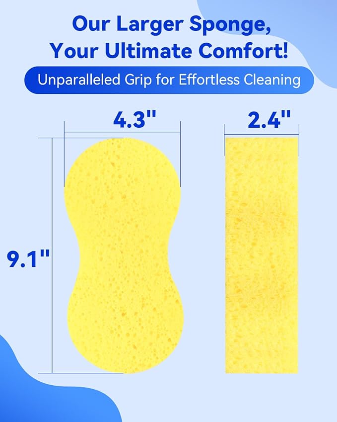 Temede Car Wash Sponge, Car Cleaning Large Sponges, All Purpose Sponges for Cleaning, Easy Grip Thick Foam Scrubber, Giant Bone Sponge for Kitchen, Bathroom, Household Clean