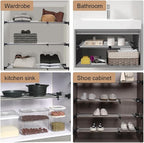 Hershii Expandable Closet Tension Shelf Rod Adjustable Metal Storage Rack Cabinet Organizer DIY Divider Separator Shelves for Wardrobe Cupboard Kitchen Bathroom, Black, 15.75-23.62inches