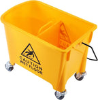 Ridgeyard 5.28 Gallon Side Press Yellow Mop Bucket with Wringer, Mop Bucket with Wringer Set for Home Use, Dirty Water Separator, 11x16.92x27.55 Inch