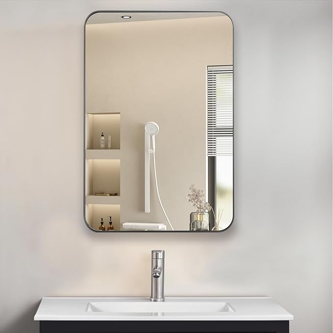 Bathroom Medicine Cabinet with 16"x20" Stainless Steel Framed Mirror,Recessed or Surface Mounted Bathroom Mirror Cabinet,Storage Cabinetfor Bathrooms, Guest Rooms, Apartments, Farmhouse Decor