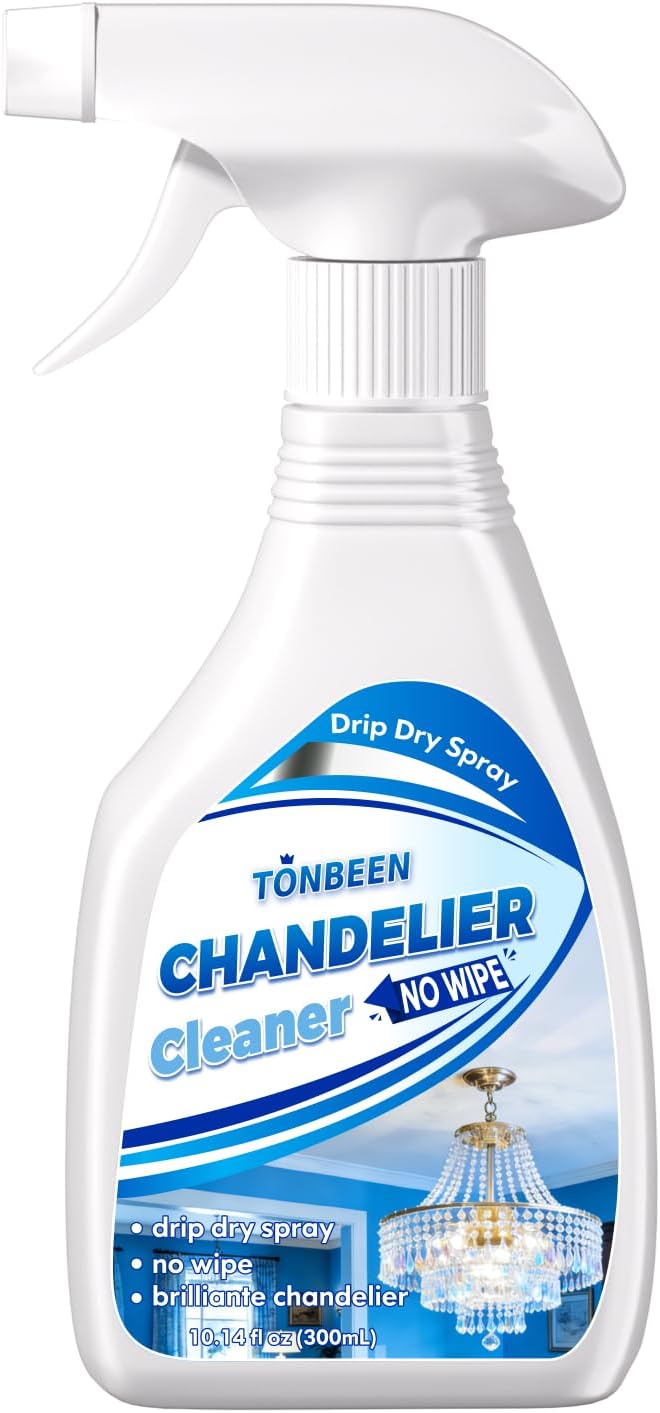 Chandelier Cleaner Drip Dry Spray No Wipe - No Wipe Streak Free Dust Remover for Crystals, Glass & Window Screens, 1PK