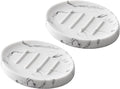 Soap Dish Bathroom Marble Look Resin Soap Holder Soap Tray for Shower Sponge Holder for Kitchen Sink 2 Pack(Marble White)