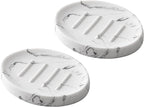 Soap Dish Bathroom Marble Look Resin Soap Holder Soap Tray for Shower Sponge Holder for Kitchen Sink 2 Pack(Marble White)