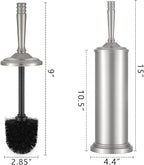 Stain Nickel Toilet Brush and Holder Set, Stainless Steel Toilet Brush for Bathroom,Heavy Duty Silver Toilet Bowl Brush,Deep Cleaning Modern Toilet Cleaner Brush -Space Saving, Covered Brush