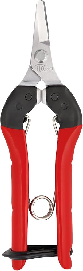 Felco F320 Pruning Snips – 6" Swiss-Made Garden Clippers with Curved Blade & Rounded Tip | Pruning Shears for Gardening | Garden Snips and Pruners with Carbon Steel Blade, Sap Groove