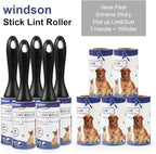 windson 900 Sheets/10 Refills Lint Rollers for Pet Hair Extra Sticky - Cat Dog Hair Lint Remover, Sticky Tape Roller for Clothes, Furniture, Carpet, Couch