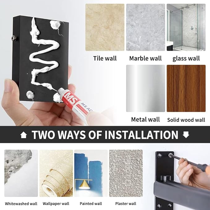 BESTHLS Wall Mounted Portable Clothes Drying Rack with Space Saver Clothes Hangers Design Universal for Balcony Mudroom Bedroom Kitchen Foldable Laundry Rack (2-Pole Black)