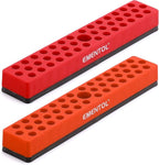 EMENTOL 2PCS 1/4" Magnetic Bits Holder Set - Red and Orange, 86PCS Hole, Bit Organizer with Strong Magnetic, Magnetic Bits Organizer, 2 Pieces